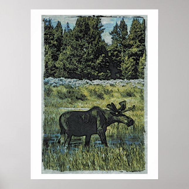 Poster Vintage Moose Foto (Frente)
