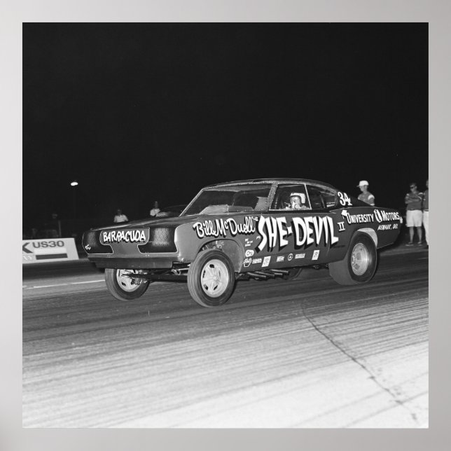 Poster Vintage Mopar Drag - Cuda - Ela Diabo (Frente)