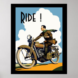 Pôster Vintage Mortorcycle - passeio!