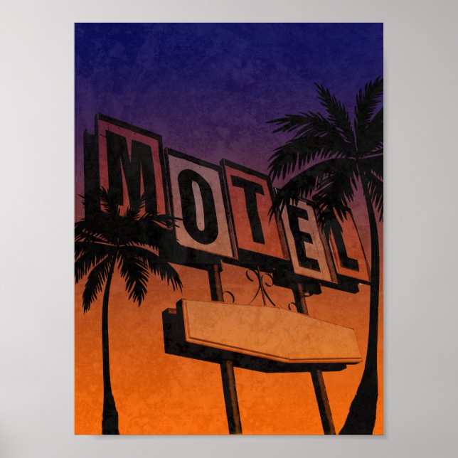 Poster Vintage Motel Sinal Sunset (Frente)