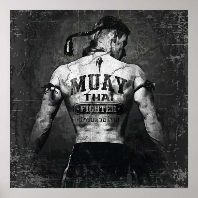 Pôster Vintage Muay Thai Fighter (Frente)