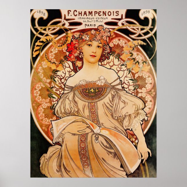 Pôster Vintage Mucha Art Nouveau (Frente)