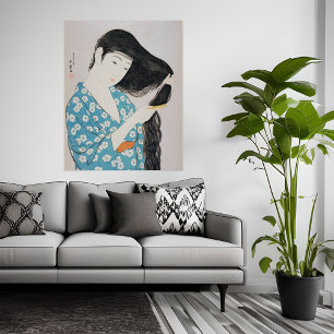 Poster Vintage Mulher Composta Seu Cabelo Goyō Hashiguchi