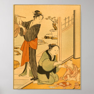 Poster Vintage, Mulher de Arte de Muro Japonesa