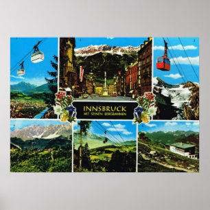 Pôster Vintage multiview de Áustria, Innsbruck