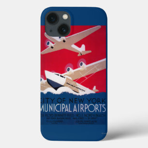 Poster vintage municipal do aeroporto da Nova