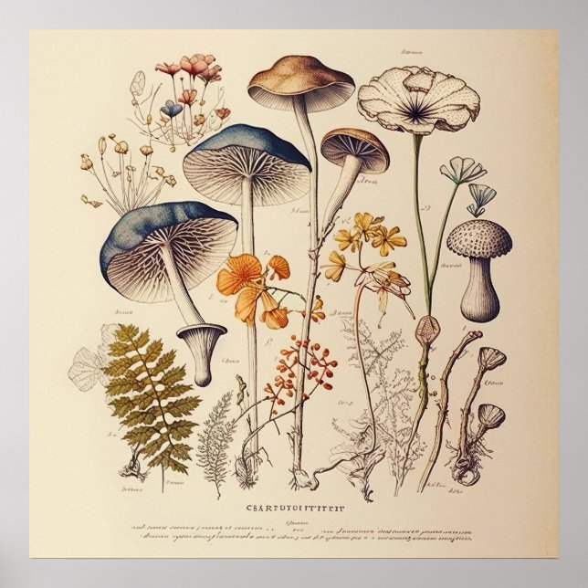 Poster Vintage Mushroom Naturalist (Frente)