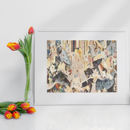 Pôster Vintage Music, Art Deco Jazz, Rhapsody em Azul