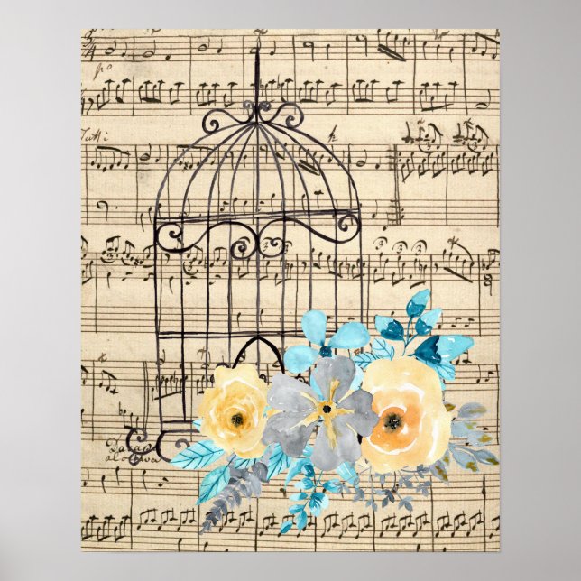 Poster Vintage Music e Birdcage (Frente)
