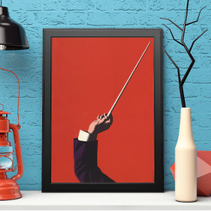 Pôster Vintage Music, Mão do Condutor Segurando um Baton