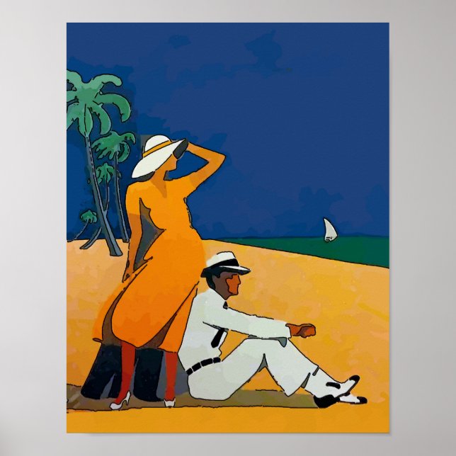 Pôster Vintage Na Praia (Frente)