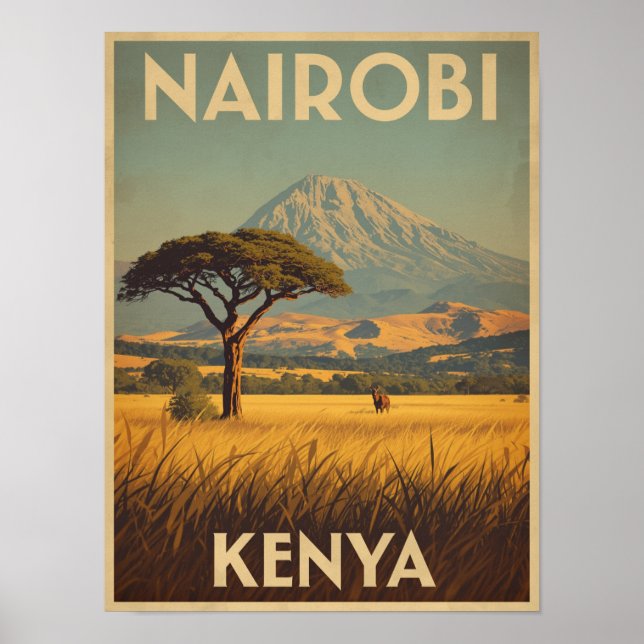 Poster Vintage Nairobi Viagem (Frente)