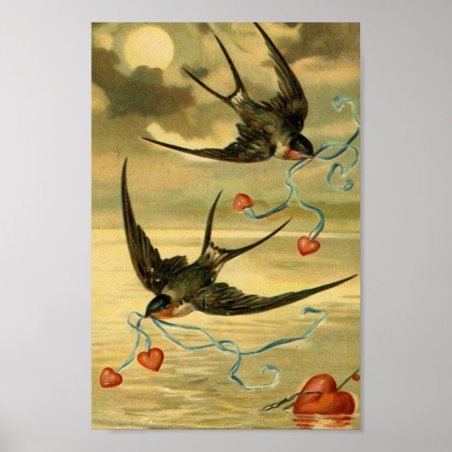 Poster Vintage Namorados Barn Swallows (Frente)
