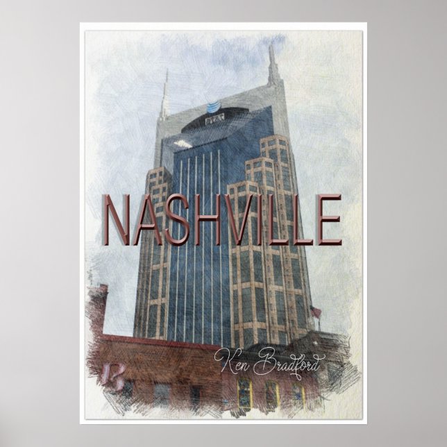 Poster vintage Nashville centro (Frente)