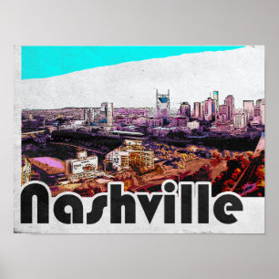 Poster Vintage Nashville Tennessee City View