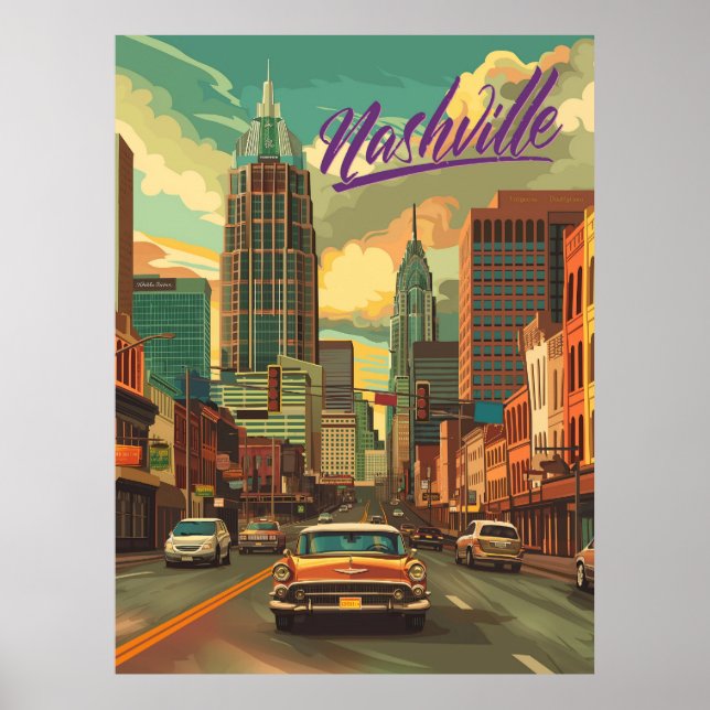 Poster Vintage Nashville Viagem (Frente)