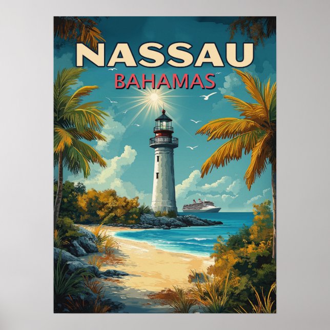 Poster Vintage Nassau Bahamas (Frente)