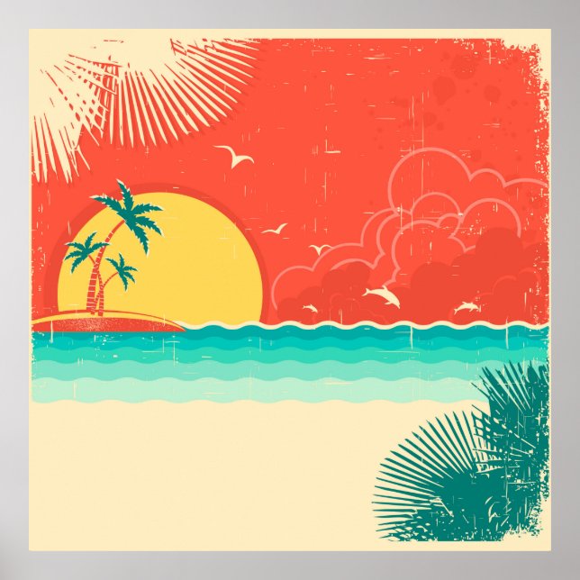 Poster Vintage natural sazonal tropical com i (Frente)