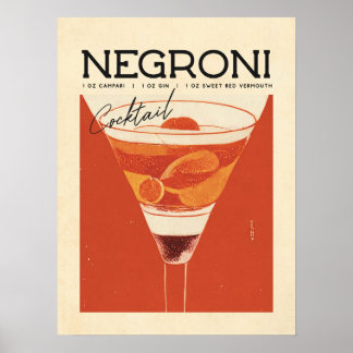 Poster Vintage Negroni Cocktail Art: Um Sabor do Passado