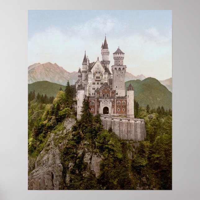 Pôster Vintage Neuschwanstein Bayern 16" x 20" (Frente)