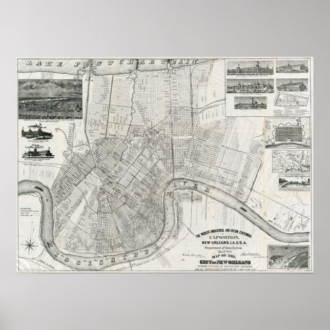 Poster Vintage New Orleans Map (Frente)