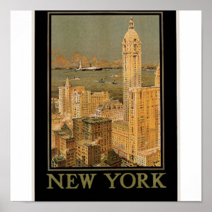 Poster Vintage New York de Glasgow pela linha da âncora