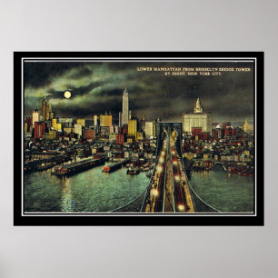 Pôster Vintage New York Manhattan 1910