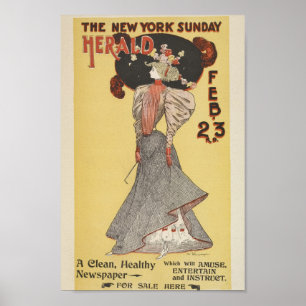 Poster Vintage New York Sunday Herald Cobrir
