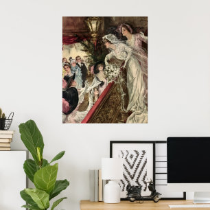 Pôster Vintage Newlyweds, Buquê vitoriano de tomografia