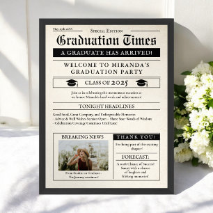Poster Vintage Newspaper Photo Graduation Welcome
