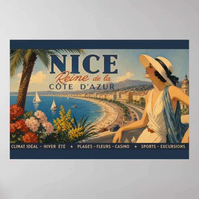 Poster Vintage Nice Rainha Cote D'Azur (Frente)