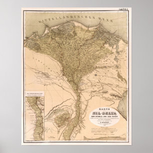 Poster Vintage Nile River Delta 1859