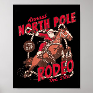 Poster Vintage Norte Le Rodeo Cowboy Santa País Natal