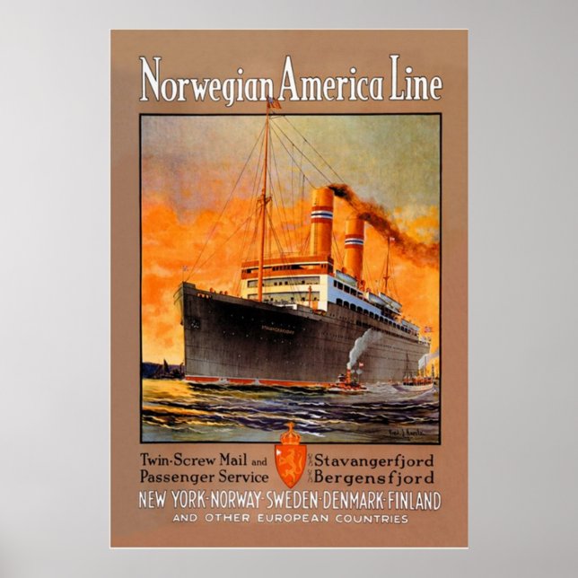 Poster Vintage North America Line Viagem (Frente)