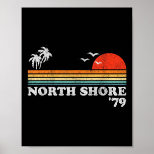 Poster Vintage North Shore Hawaii Beach Retro Surfing 70s