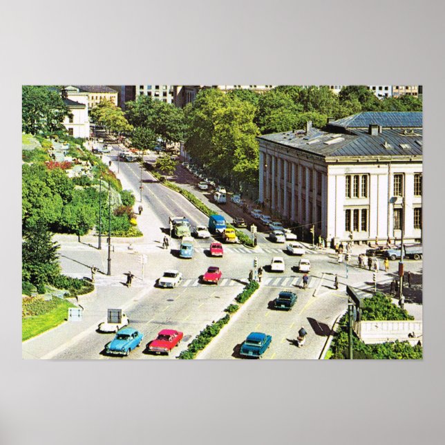 Pôster Vintage Norway, centro de Oslo (Frente)