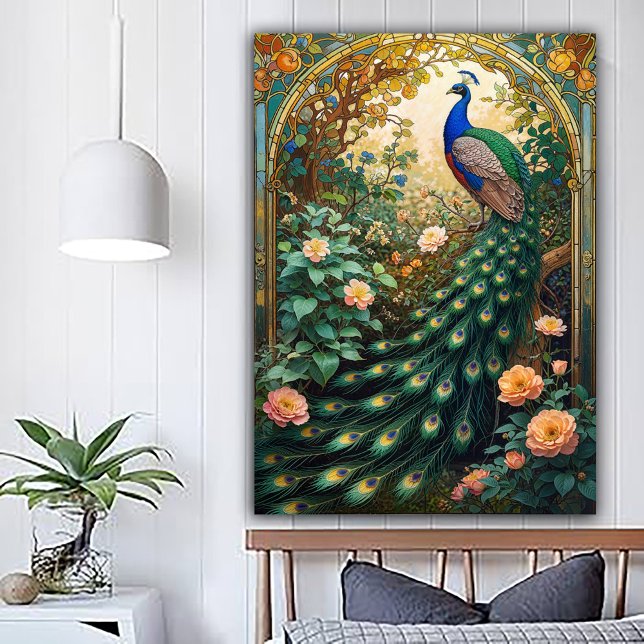 Poster Vintage Nouveau Revival Peacock Window (Criador carregado)