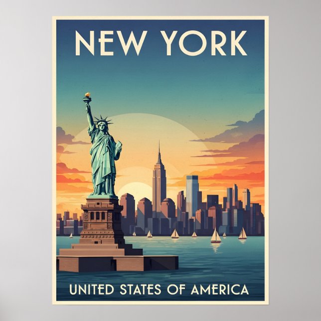 Poster Vintage Nova Iorque estátua da liberdade (Frente)