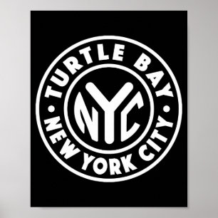 Poster Vintage Nova York Círculo Turtle Bay Branco