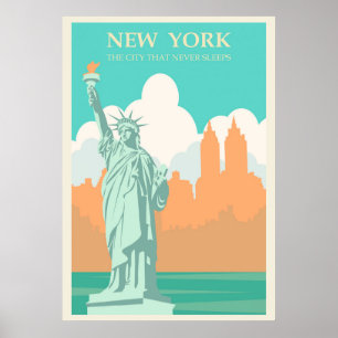 Pôster Vintage Nova York Senhora Liberdade Tela P