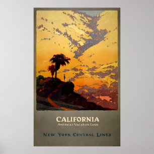 Pôster Vintage NY Central Lines California Viagem