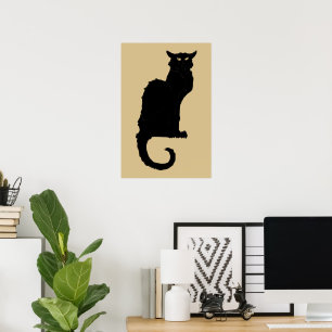 Pôster Vintage o Dia das Bruxas, gato preto de Nouveau da