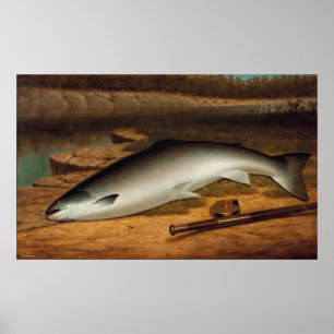 Poster Vintage O Grande Salmão A num Rio Bank