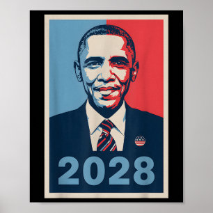 Poster Vintage Obama 2028 Engraçado Eleição Política Patr