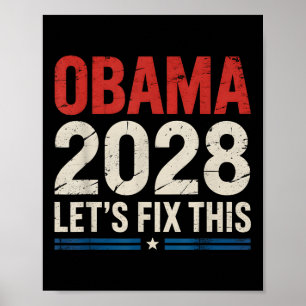 Poster Vintage Obama 2028 Engraçado Eleição Política Patr