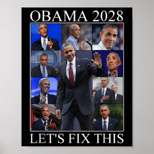 Poster Vintage Obama 2028 Engraçado Eleição Política Patr