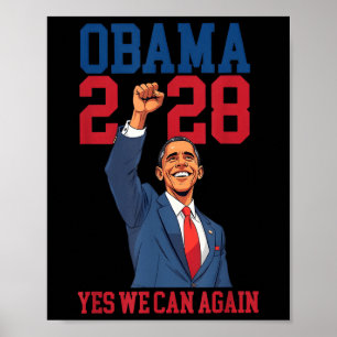 Poster Vintage Obama 2028 Engraçado Eleição Política Patr