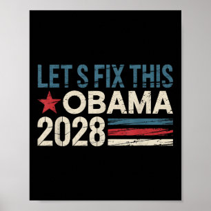 Poster Vintage Obama 2028 Engraçado Eleição Política Patr