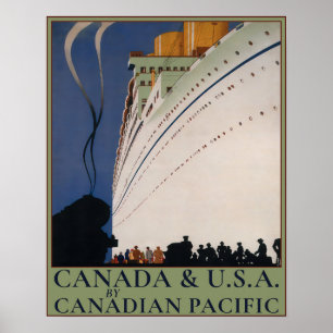 Poster Vintage Ocean and Rail Viagem Advertisement