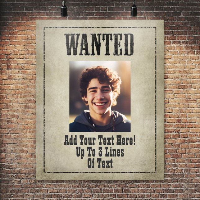 Pôster Vintage Oeste Selvagem (Funny Wanted Poster for a Birthday Party or other Event)